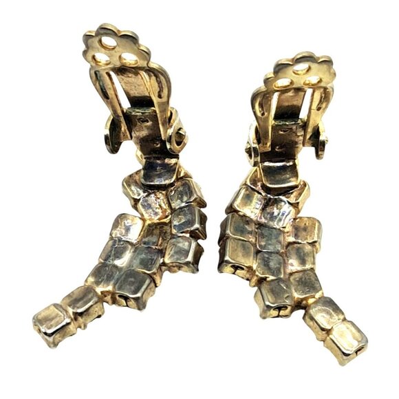 Vintage Rhinestone Jewelry Set Pink Red Gold Tone Brooch & Clip-On Earrings Infi - Picture 12 of 12